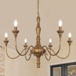 6-Light Farmhouse Antique Gold Rustic Chandelier