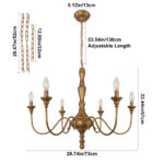 6-Light Farmhouse Antique Gold Rustic Chandelier - Image 3