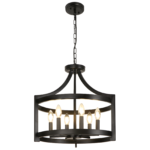 6 Light Matte Black Modern Farmhouse Chandelier 19.3 Inch Convertible Semi Flush Mount Ceiling Light Fixture Rustic Cage Geometric Hanging Lantern for Dining Room Foyer Entryway Kitchen Island Living Room Bedroom