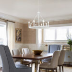 8-Light Farmhouse Modern Rustic White Wagon Wheel Chandelier - Image 4