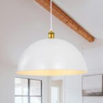 White Large Dome Pendant Light, Diam 17.7 inch Vintage Farmhouse Chandelier, Modern Kitchen Island Hanging Light Fixture Dome Lighting Fixture for Dining Room Foyer Bedroom Hallway