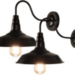 Gooseneck Barn Lights Indoor, Black Farmhouse Wall Sconces Set of Two, 2 Pack Rustic Wall Light Fixtures Industrial Wall Mount Lighting for Warehouse Front Door Porch Garage Entryway