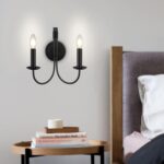 2-Light Black Wall Sconce, Farmhouse Vintage Candle Wall Sconce Light Fixtures Modern Industrial Indoor Wall Lights for Bedroom Living Room Bathroom Vanity Stairway Hallway Porch Lighting