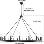 Black Wagon Wheel Chandelier Diam 47 inch, 20-Light Large Farmhouse Chandeliers - Image 4