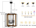 6-Light Modern Farmhouse Chandelier, 18.1'' Rustic Black Faux Wood Finish Lantern Chandelier - Image 2