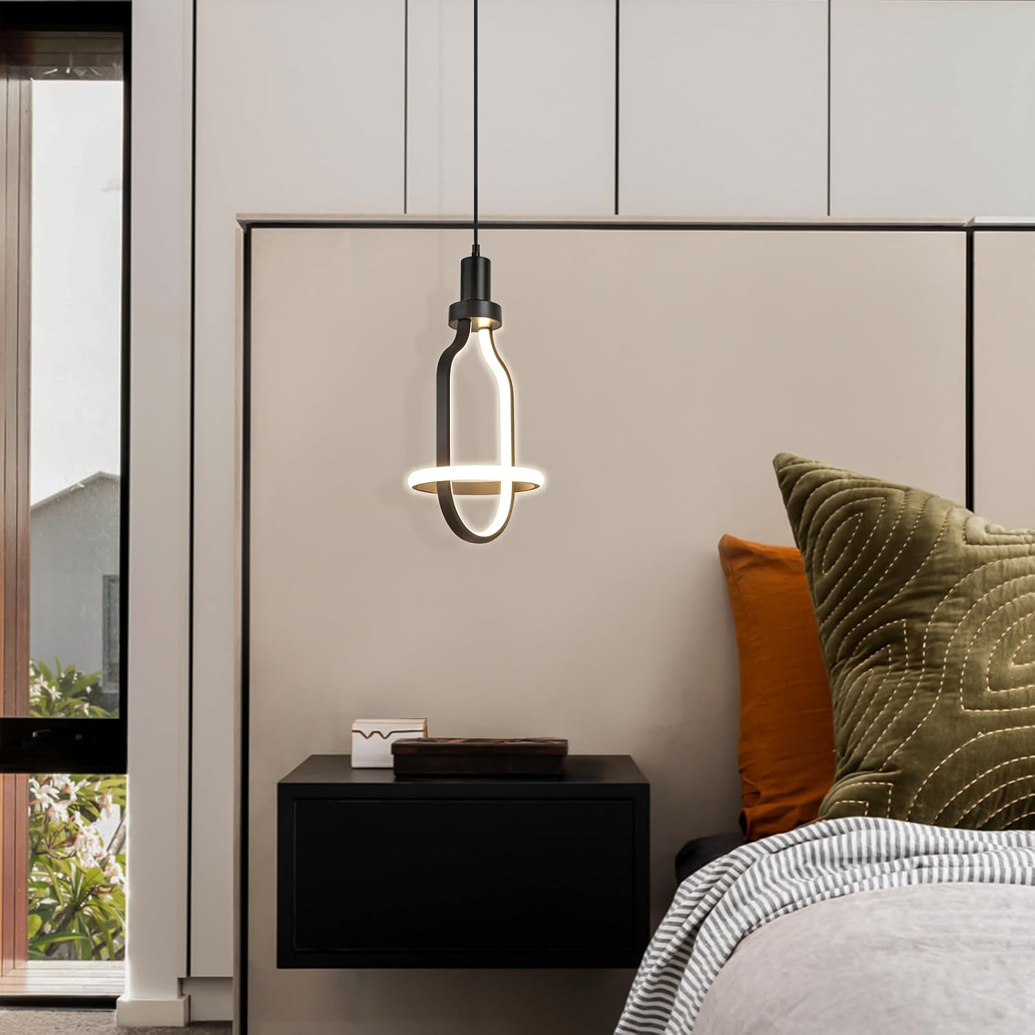 61RPWjgv4cL._AC_SL1500_ Modern LED Pendant Lights Kitchen Island, Adjustable Height Black Pendant Light Fixtures - Image 1