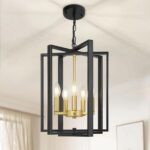 12.4"" Black and Gold Chandelier, 5-Light Modern Chandelier for Foyer, Farmhouse Ceiling Light Fixtures Hanging Light for Dining Room, Kitchen, Living Room, Bedroom, Hallway, Stairway, Entryway