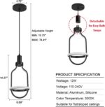 Modern LED Pendant Lights Kitchen Island, Adjustable Height Black Pendant Light Fixtures - Image 3