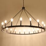 Black Wagon Wheel Chandelier Diam 47 inch, 20-Light Large Farmhouse Chandeliers - Image 3