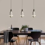 Modern LED Pendant Lights Kitchen Island, Warm Light 3000K LED Hanging Lamps Adjustable Height Black Pendant Light Fixtures for Living Room Dining Room Foyer Entryway, 1 Pack