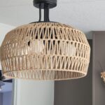 18" Farmhouse Rattan Chandelier, 4-Light Boho Pendant Light Fixture photo review