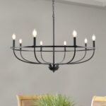 8-Light Black Farmhouse Chandelier Round Dining Room Light Fixture, Industrial Vintage Candle Hanging Chandeliers for Living Room Bedroom Entryway Foyer Lighting