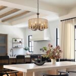 6-Light Farmhouse Hand-Woven Pendant Light with Wicker Shade - Image 3