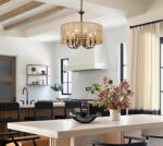 6-Light Farmhouse Hand-Woven Pendant Light with Wicker Shade - Image 2
