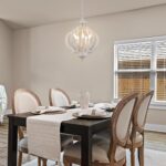 White Farmhouse Chandelier, 5 Lights Distressed Wood French Country Light Fixture - Image 2