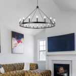 Black Wagon Wheel Chandelier Diam 47 inch, 20-Light Large Farmhouse Chandeliers - Image 5