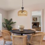 18" Farmhouse Rattan Chandelier, 4-Light Boho Pendant Light Fixture - Image 3