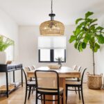 18" Farmhouse Rattan Chandelier, 4-Light Boho Pendant Light Fixture - Image 2