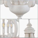 White Farmhouse Chandelier, 5 Lights Distressed Wood French Country Light Fixture - Image 3
