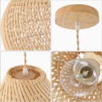 15.74'' Large Kitchen Island Rattan Boho Hand Woven Farmhouse Pendant Light - Image 3