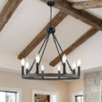 8 Lights Modern Rustic Farmhouse Wagon Wheel Round Chandelier - Image 2
