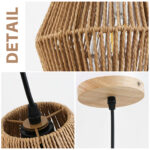 12“ Boho Rattan Pendant Light with Rod Hanging, Farmhouse Coastal Wicker Pendant Light - Image 5