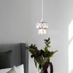 1-Light Chrome Crystal Drum Modern Pendant Light