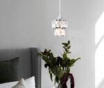 1-Light Chrome Crystal Drum Modern Pendant Light