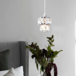 1-Light Chrome Crystal Drum Modern Pendant Light