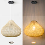 1 - Light Unique/Statement Rattan Boho 15.74'' Large Kitchen Island Wicker Chandelier - Image 4