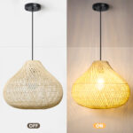1 - Light Unique/Statement Rattan Boho 15.74'' Large Kitchen Island Wicker Chandelier - Image 5
