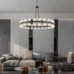 48-Light Black Wagon Wheel Large Crystal Chandelier Dia 48 Inch