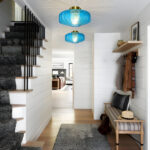 Virgie Glass Blue Semi Flush Mount Ceiling Light - Image 4