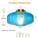Virgie Glass Blue Semi Flush Mount Ceiling Light - Image 7