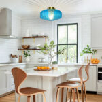 Virgie Glass Blue Semi Flush Mount Ceiling Light - Image 2