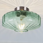 Virgie Glass Green Semi Flush Mount Ceiling Light